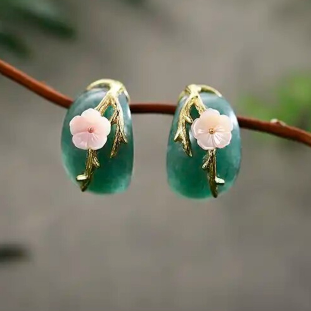 Artisan Handmade 925 Silver Natural Aventurine Quartz Earrings - Picture 7 of 14